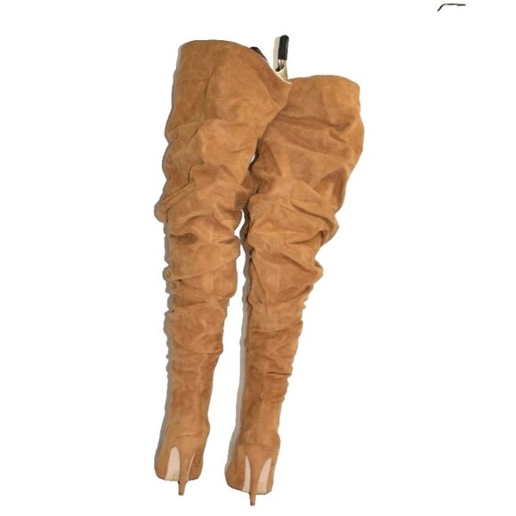 $350 JEFFREY CAMPBELL Igloo Slouchy Thigh High Boot SHEARLING BROWN 6.5 (MG17) - Picture 4 of 6